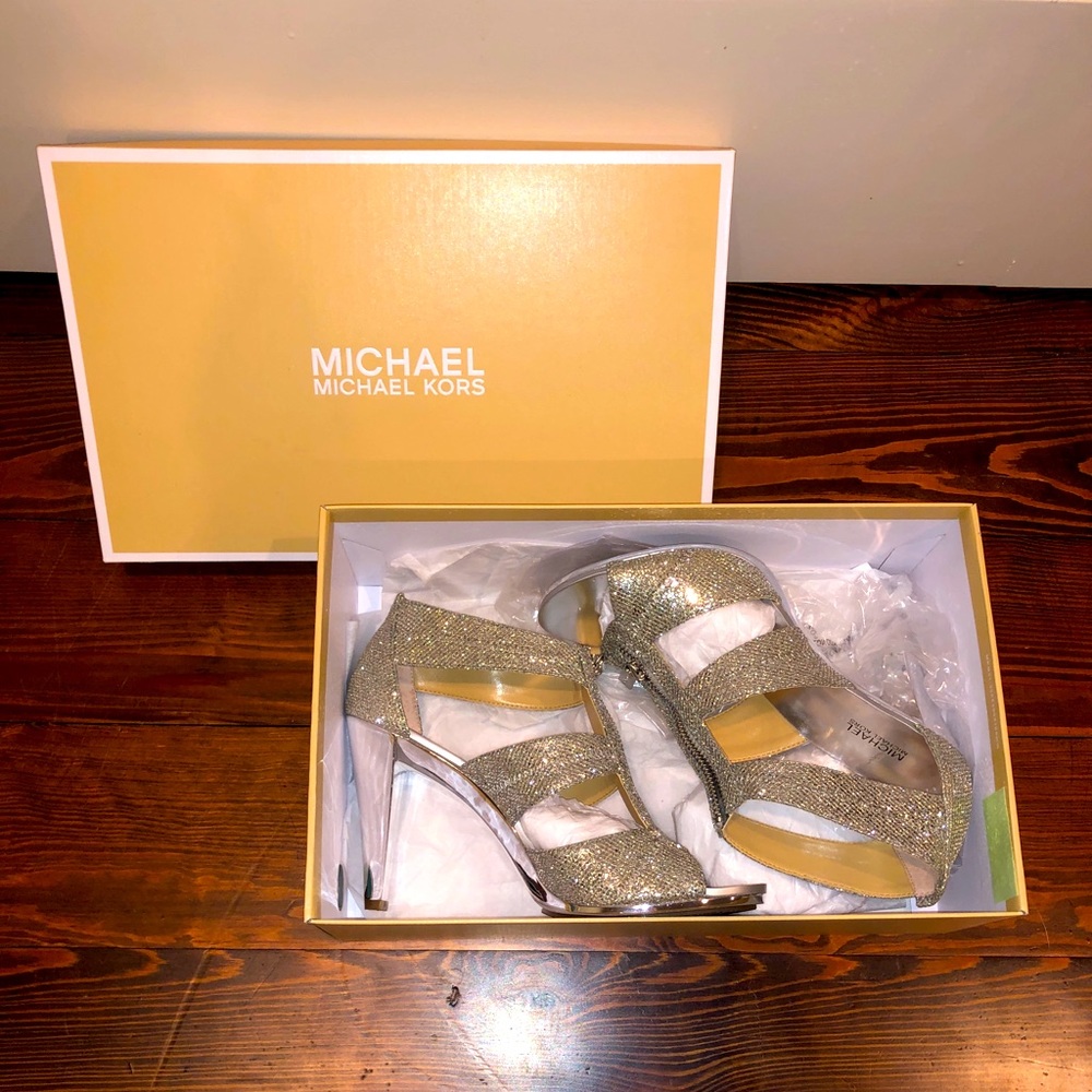 MICHAEL Michael Kors Silver Glitter Heels